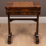 A 19th century rosewood fold-over games table