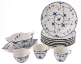 A collection of Royal Copenhagen blue fluted porcelain wares