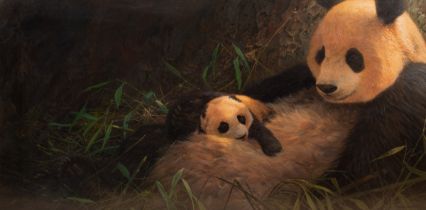 John Seerey-Lester (1945-2020), a panda and its young