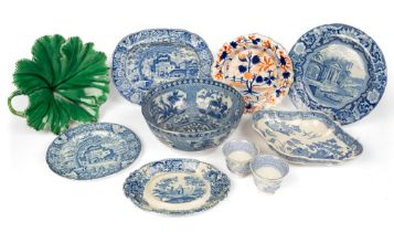 A collection of 19th century blue and white transfer printed wares