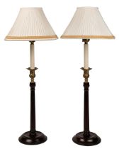 A pair of George III style Corinthian column table lamps