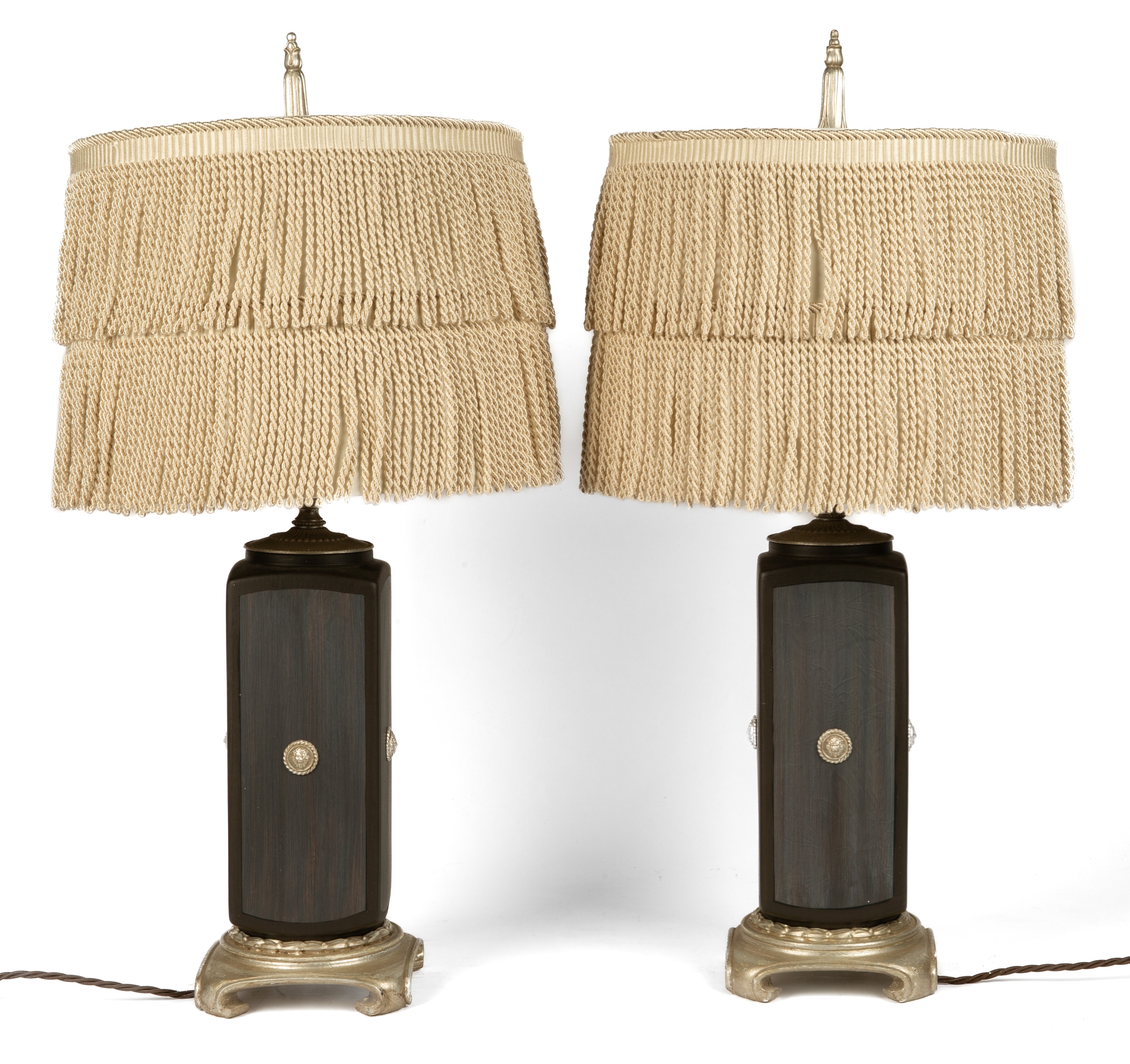 A pair of ceramic table lamps