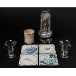 A collection of glass and Delftware