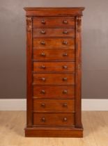 A Victorian mahogany secretaire Wellington chest