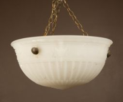 A moulded frosted glass ceiling light shade