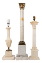 Three table lamps of hardstone