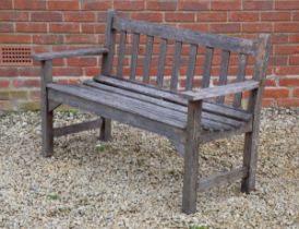 A small teak garden bench