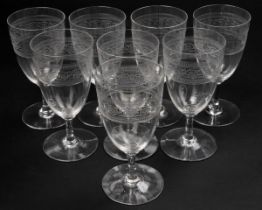 A set of eight wine glasses