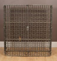 A galvanised iron lockable wine rack for 144 bottles