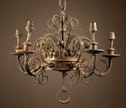 An iron wire work chandelier