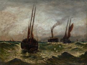 James Harris of Swansea (1810-1887), boats in choppy seas