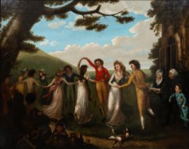 18th century British School, dancing figures in a scene from The Vicar of Wakefield