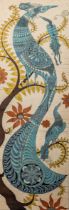 A Batik picture on cloth of a peacock