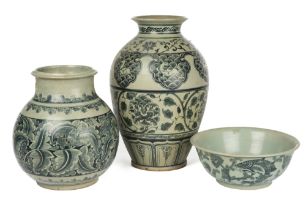 Three items of modern Southeast Asian pottery