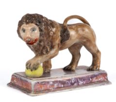 A 19th century Staffordshire pottery figure of a Medici lion
