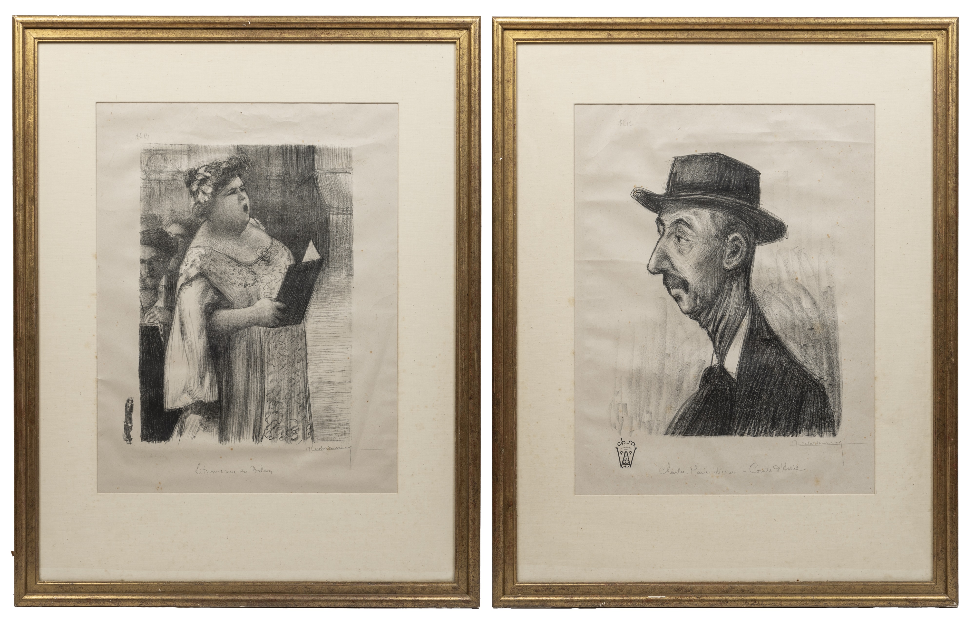 Hector Dumas (French 1872-1965), a pair of portrait lithographs