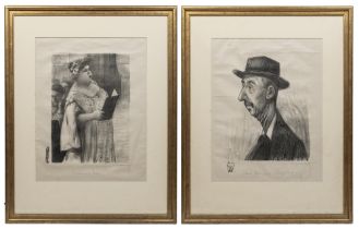 Hector Dumas (French 1872-1965), a pair of portrait lithographs