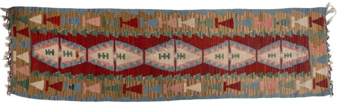 A hand-woven Afghan wool Anatolian style Kilim runner