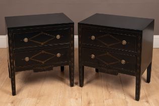 A pair of Julian Chichester ebonized bedside chests