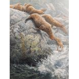 John Seerey-Lester (1945-2020), sea lions jumping off a rock
