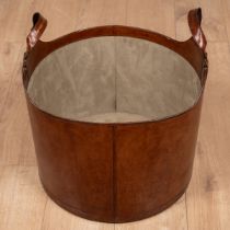 A large leather bucket