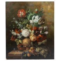 In the manner of 18th century Dutch School, a still life of flowers