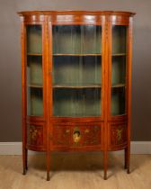 An Edwardian satinwood serpentine-fronted display cabinet