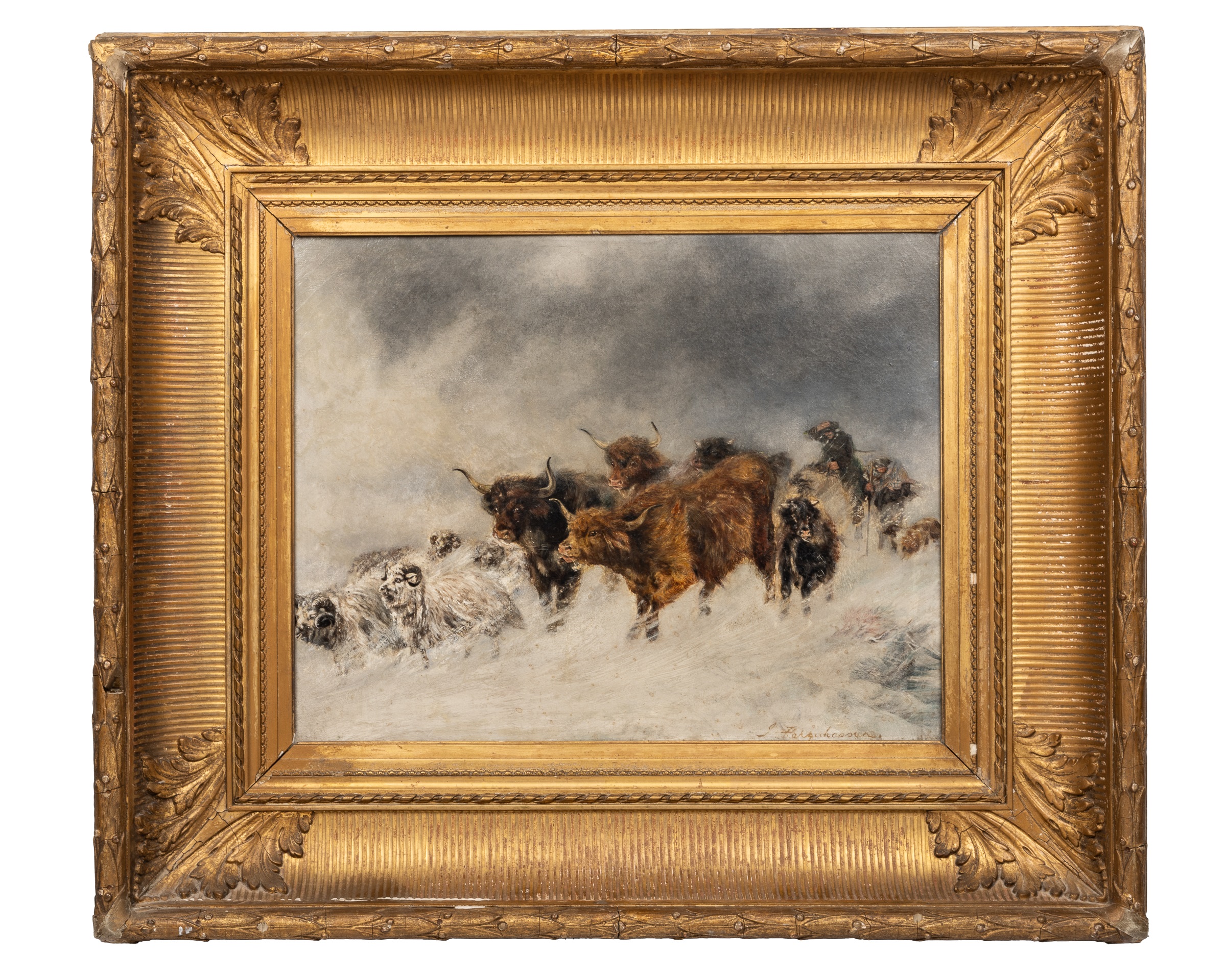 Joseph Farquharson (Scottish 1846-1935), Scottish herdsmen in a storm - Image 2 of 9