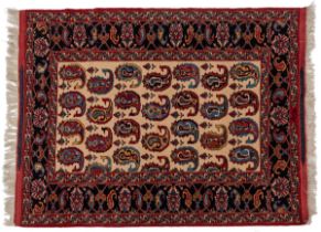 A hand-woven Hamadan style rug