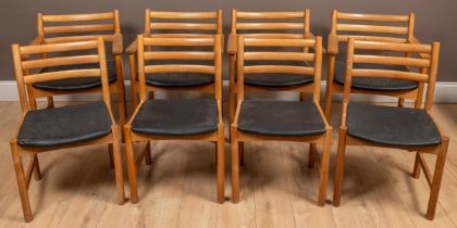 A set of eight Swedish oak dining chairs made by Soro Stole, Denmark 1961