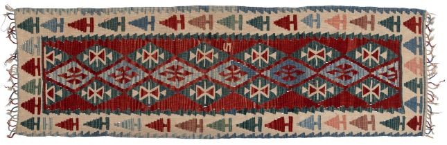 A hand-woven Afghan Kilim runner in the Anatolian style