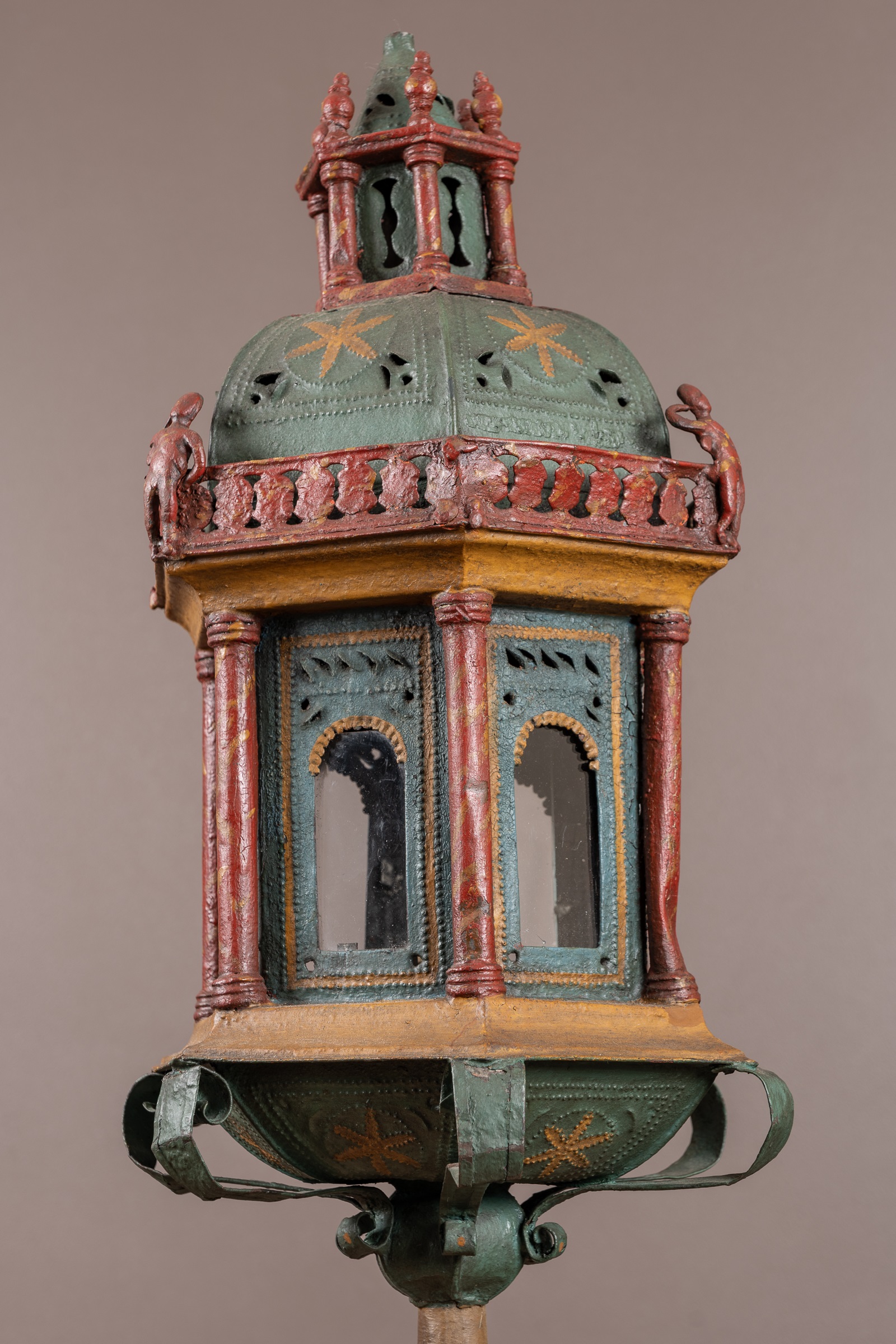 A hexagonal hall lantern styled as a Greek temple - Image 3 of 3