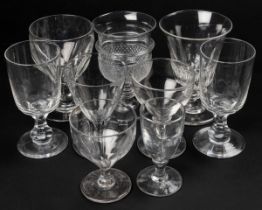 Nine various 19th Century and later glasses