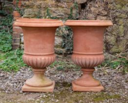 A pair of Italian terracotta urns