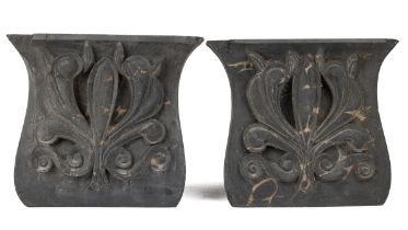 A pair of slate capitals
