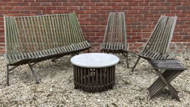 A set of modernist teak garden furniture