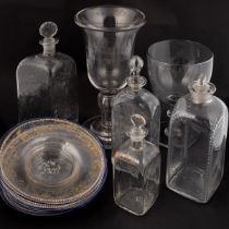 A collection of antique glassware