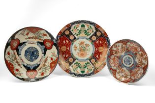 A group of three Japanese porcelain chargers