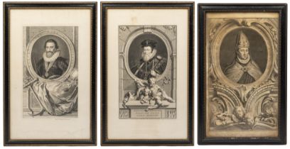 After Jacobus Houbraken (Dutch 1698-1780), three etchings of notable Englishmen