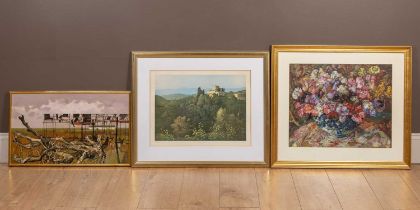 Two decorative pictures and a print