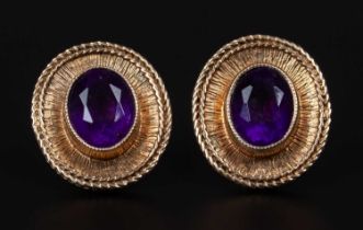 A pair of amethyst earrings