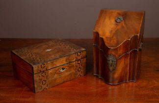 A mahogany knife box and a writing desk