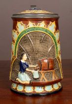 A Victorian Majolica lidded tankard by Wilhelm Schiller & Sons