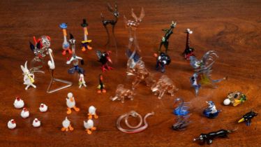 A collection of approximately twenty-nine Murano miniature glass animals