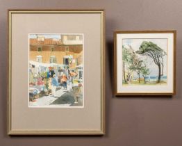 Sam Fenton, two Mediterranean watercolours