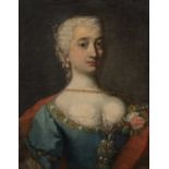 18th century Continental school Portrait of a lady, bust length wearing a jewelled and lace