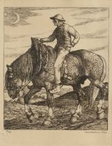 Carl Braun (1892-1966) Peasant on horseback, etching, pencil signed in the margin, dated 1920 and