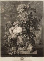 Richard Earlom after Jan van Huyson 'A Flower Piece' and 'A Fruit Piece', a pair, mezzotints,
