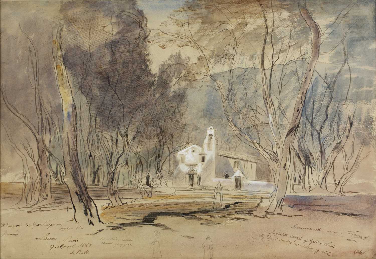 Edward Lear (1812-1888) Lacca in Paxo, inscribed and dated 9 April 1867, pen and sepia ink with