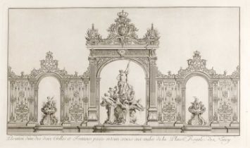 Collin after Lamour Serurrier du Roy 'Elevation d'une du deux Grilles...,' engraving, 39.5 x 68cm, a